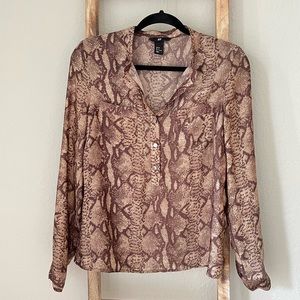 H&M Python Shirt Brown Tan Size 8